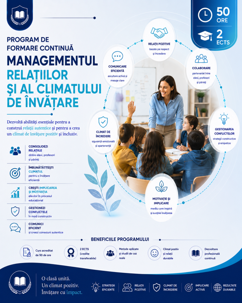 Managementul relatiilor si al climatului de invatare -  program acreditat MEC - 50 ore, 2 ECTS